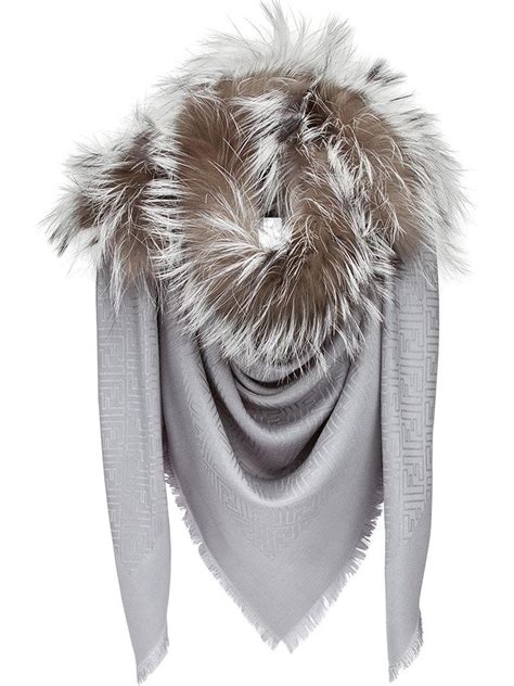 fendi headscarf|Fendi scarf with fur trim.